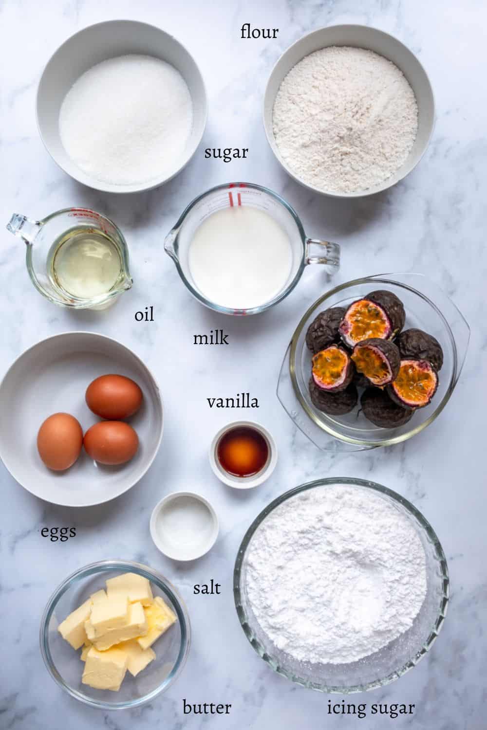 Ingredients for Passionfruit Cupcakes 