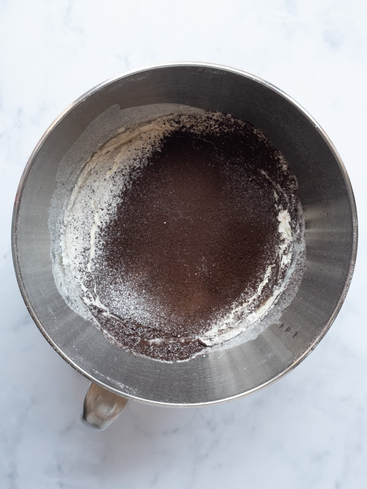 Image shows step 2 of how to make black velvet cupcakes.