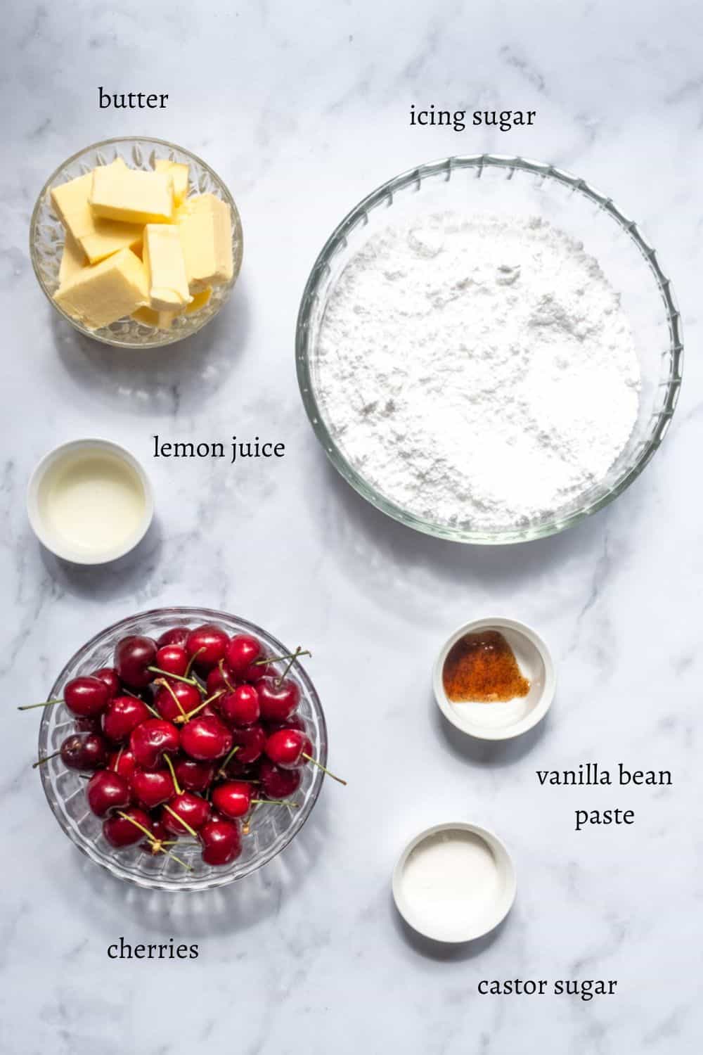 Ingredients for Cherry Frosting.