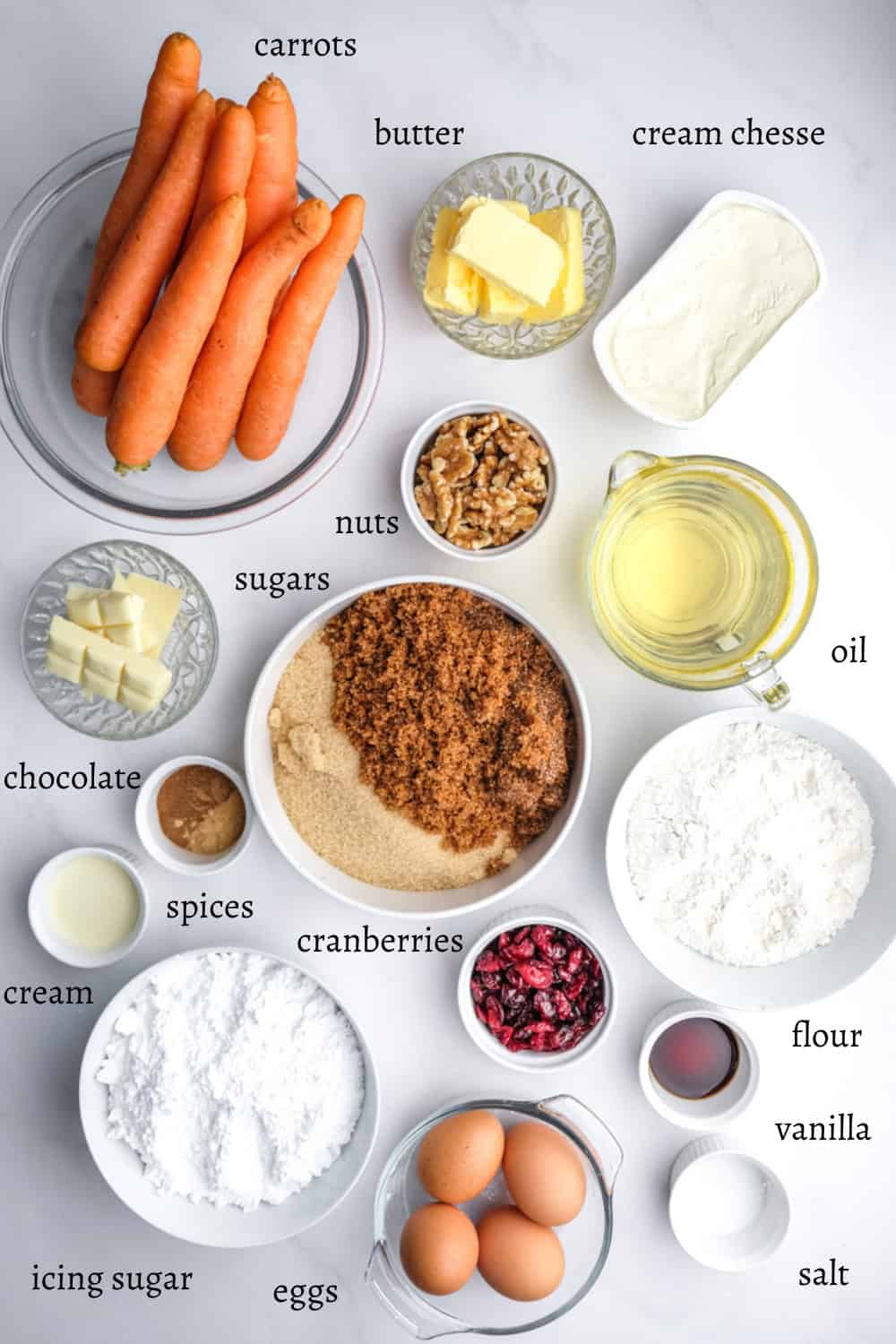 Ingredients for Naked Carrot Cake 