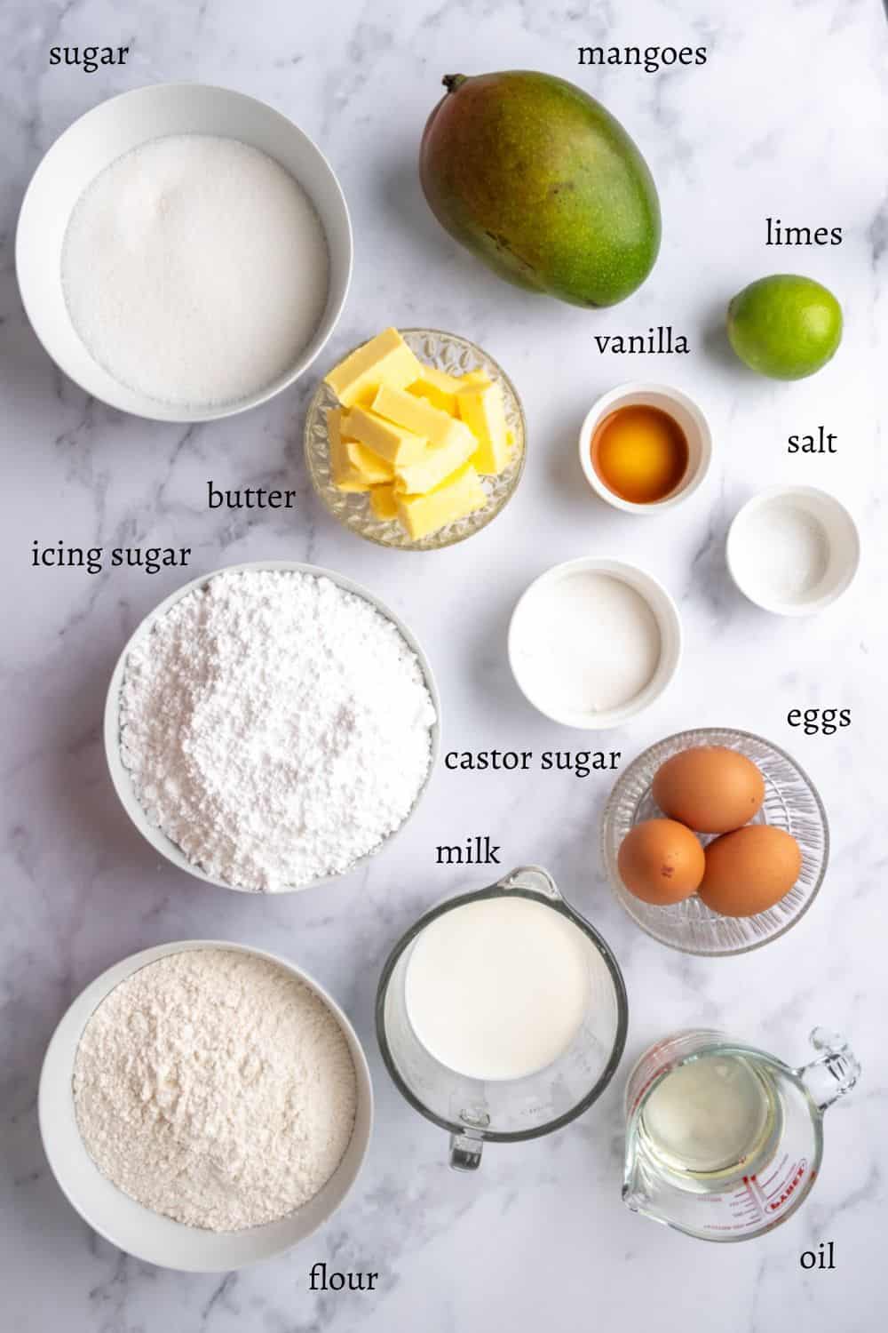 Ingredients for Mango Cupcakes