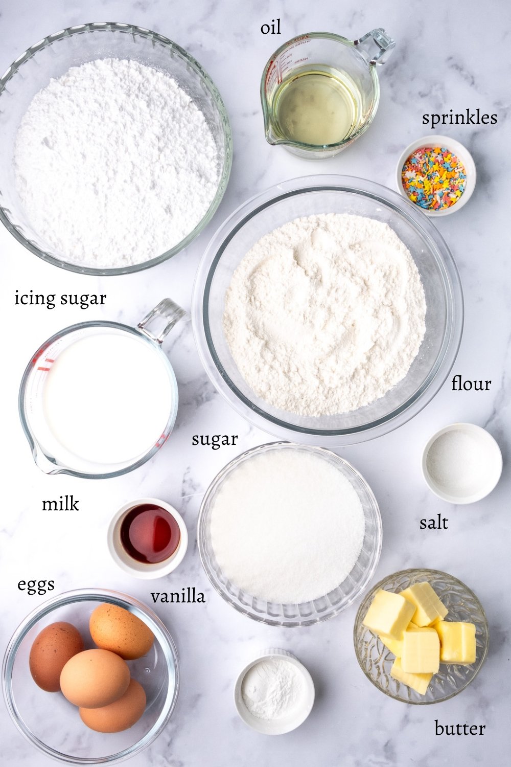Image showing ingredients needed to make a vanilla tray bake.