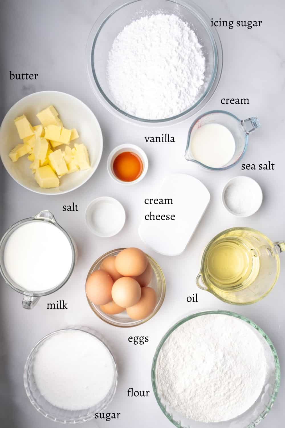 Ingredients for Salted Caramel Cake 
