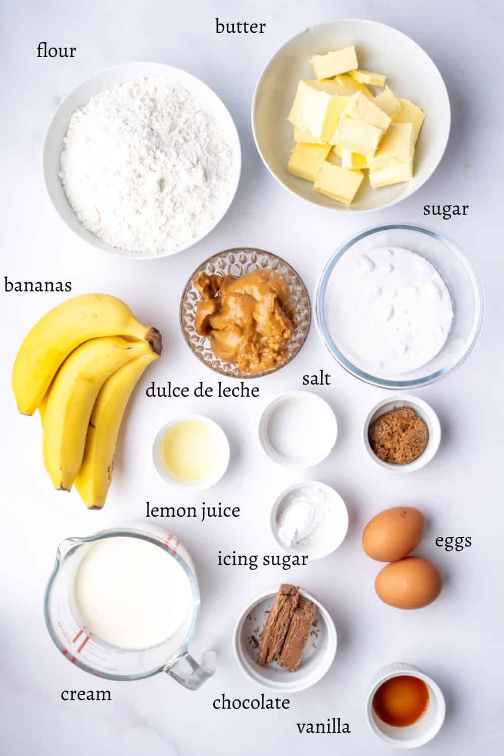 Ingredients for Banoffee Tarts