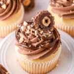 Nutella cupcakes shown on a kitchen counter.