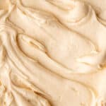 Salted Caramel Frosting shown up close so you can see the texture and swirls.