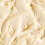 Vanilla Bean Buttercream shown up close so you can see the flecks of the vanilla bean seeds.