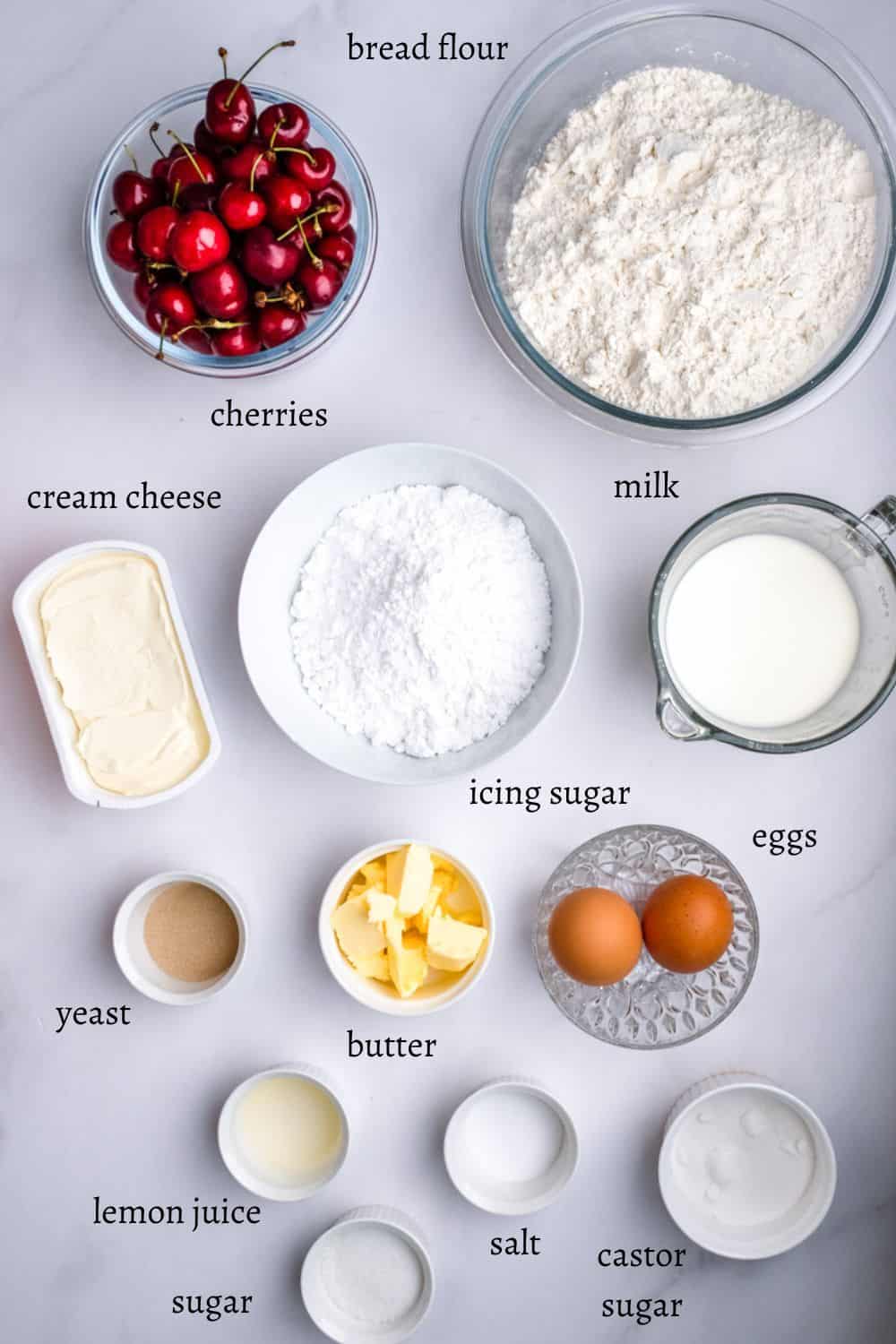 Ingredients for Cherry Cinnamon Rolls