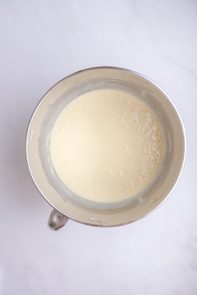 Image shows step 2 of how to make vanilla cupcakes with oil.