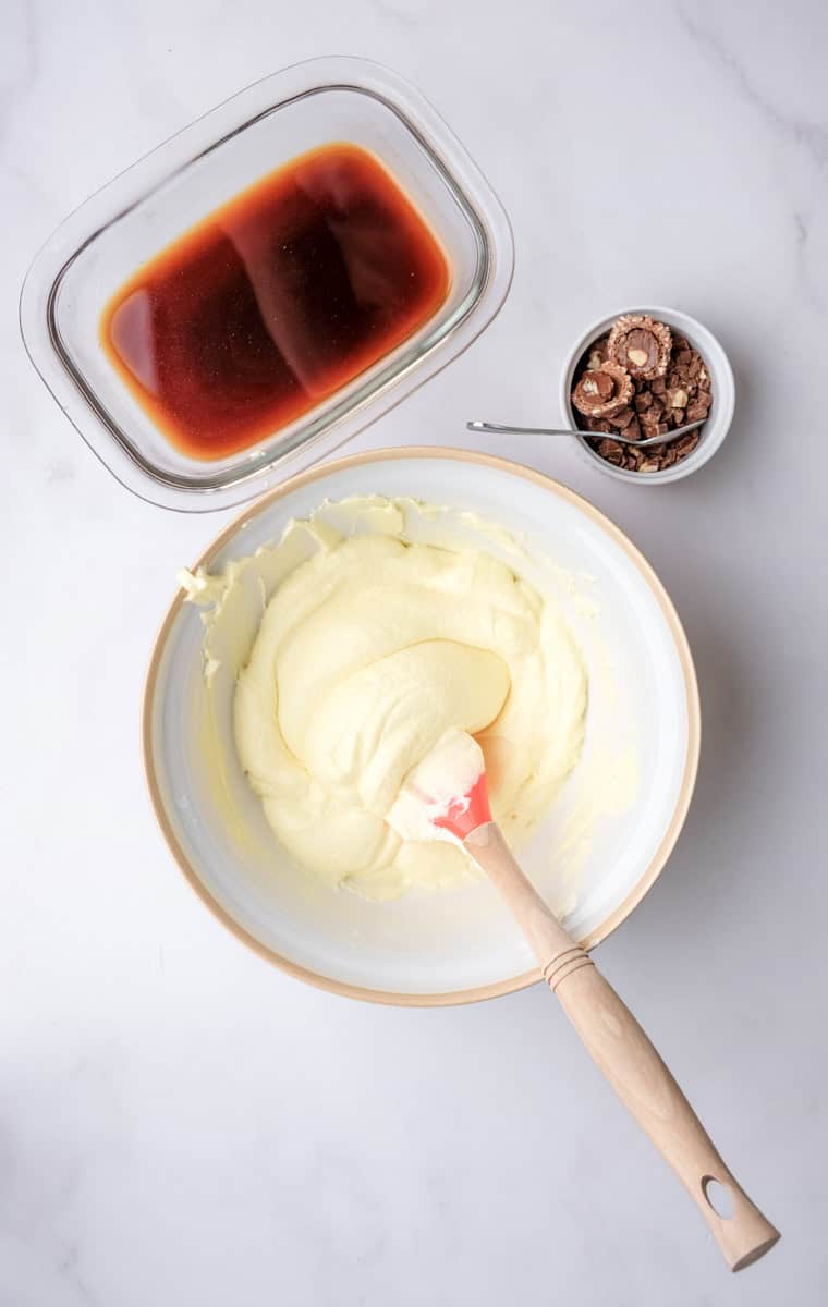 Image showing step 4 of how to make mini tiramisu cups.