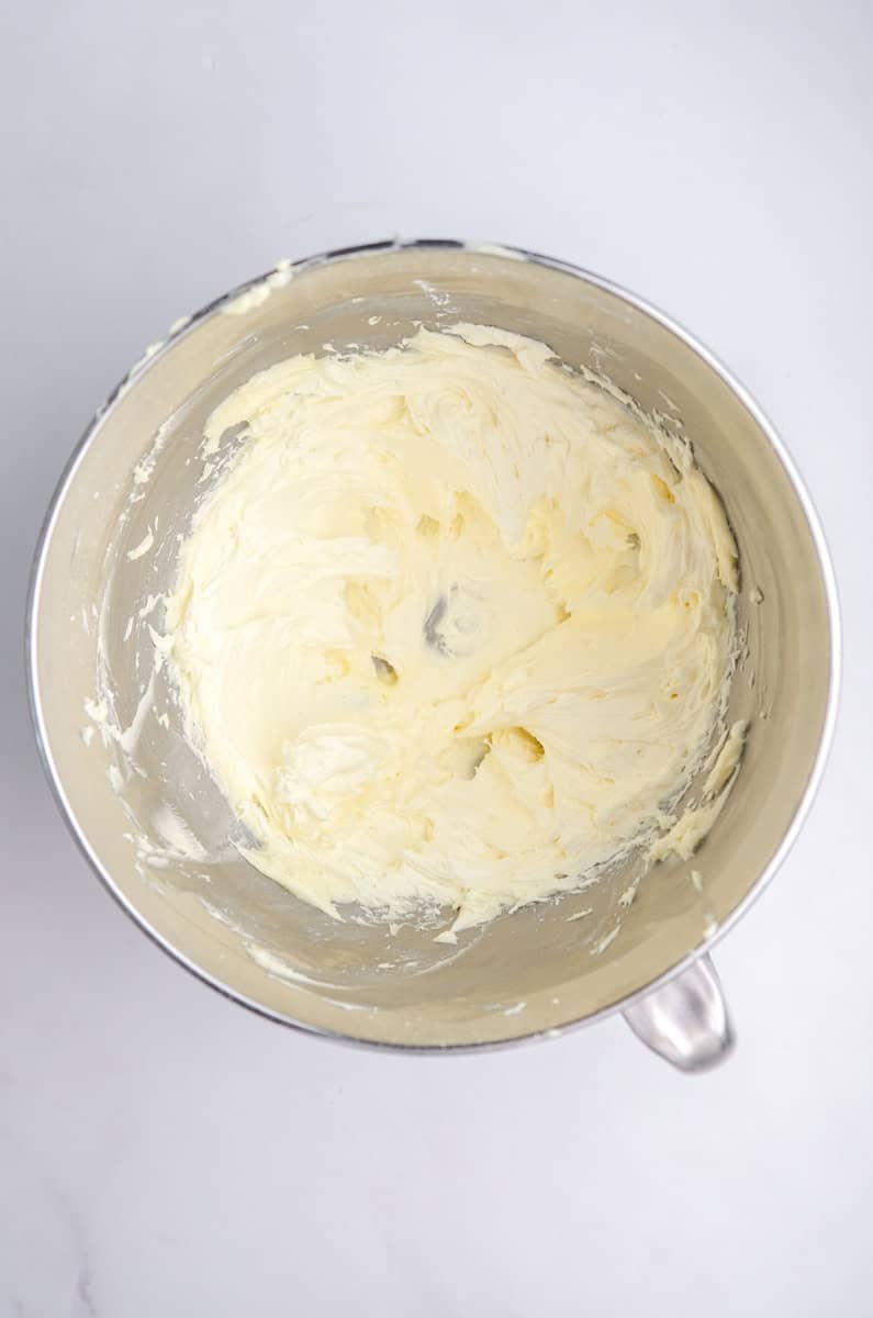 Image showing step 1 of how to make the white chocolate frosting.