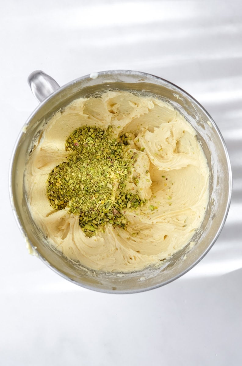 Image showing step 3 of how to make pistachio cupcakes.
