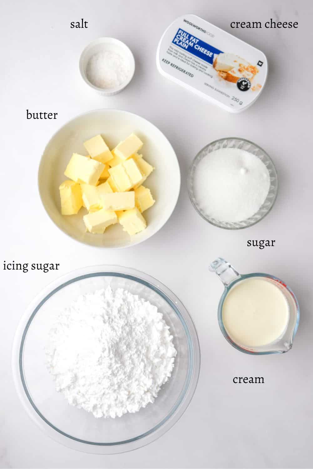 Ingredients for Salted Caramel Frosting