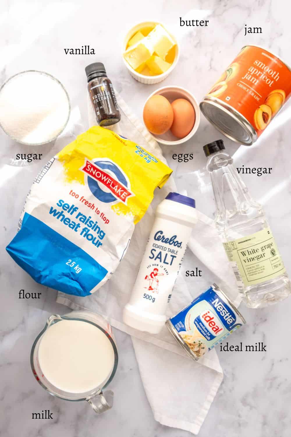 Ingredients for Malva Pudding