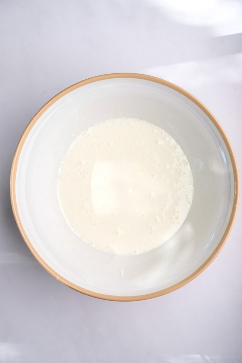 Image shows step 2 of how to make. a hot milk sponge cake.