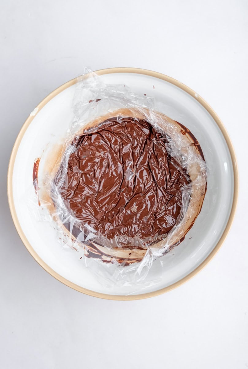 Image showing step 3 of how to make chocolate frosting.