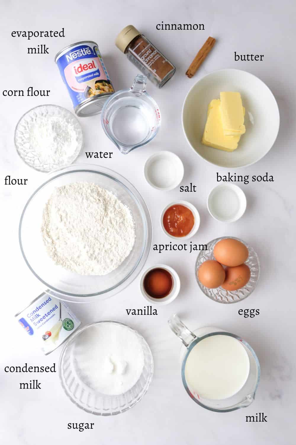 Image shows ingredients needed to make this dessert.