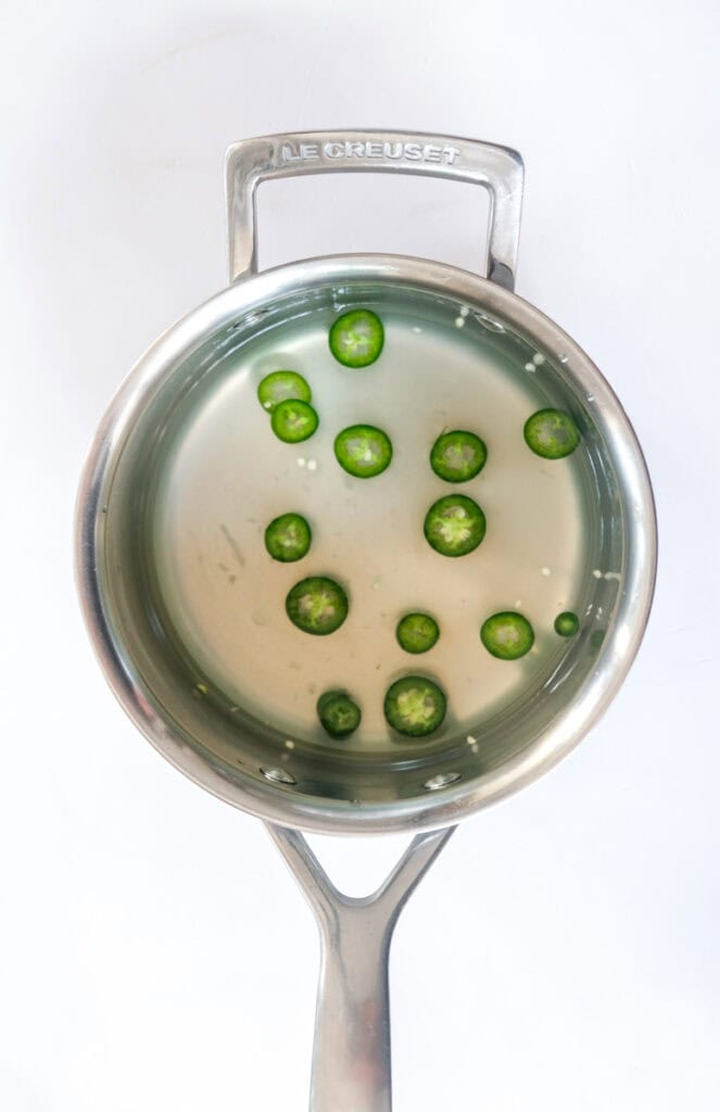 Image showing jalapeño syrup in a saucepan.