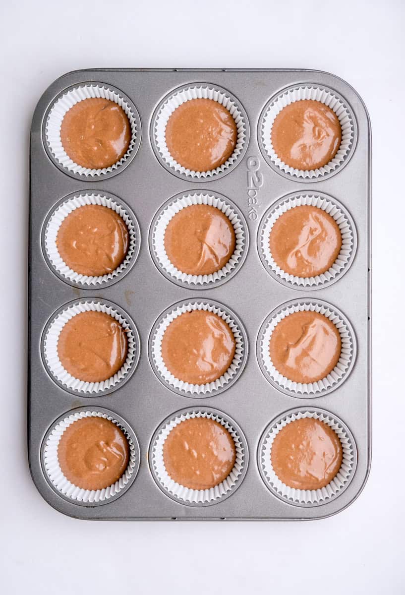 Image shows step 5 of how to make the chocolate cupcakes.
