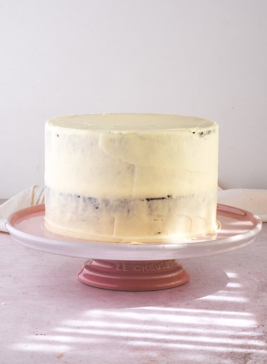 Image shows step 3 of how to make the cream cheese frosting.