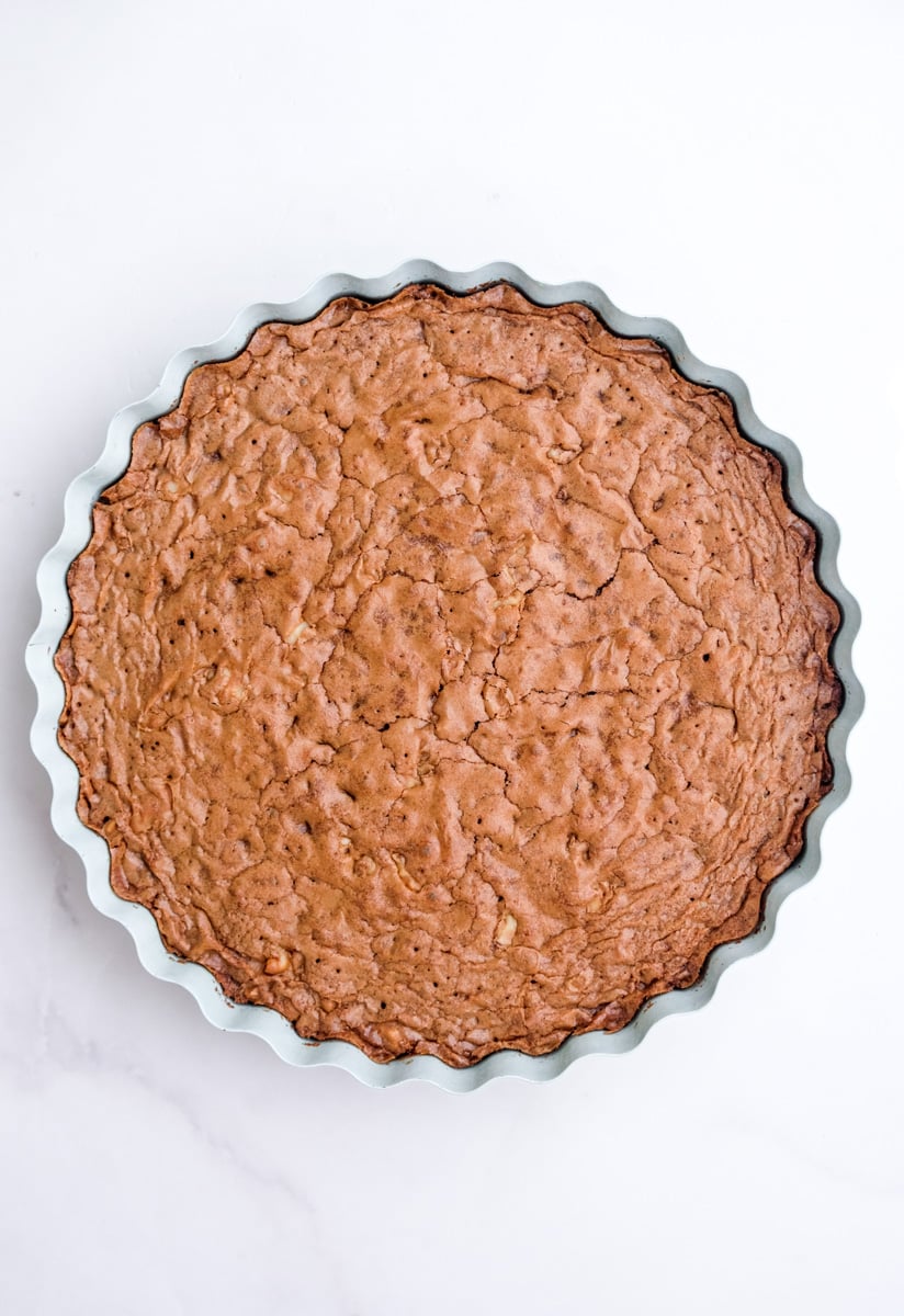 Image shows step 6 of how to make the walnut brownies.