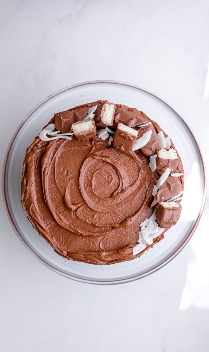 Image showing step 4 of how to assemble this bounty cake.