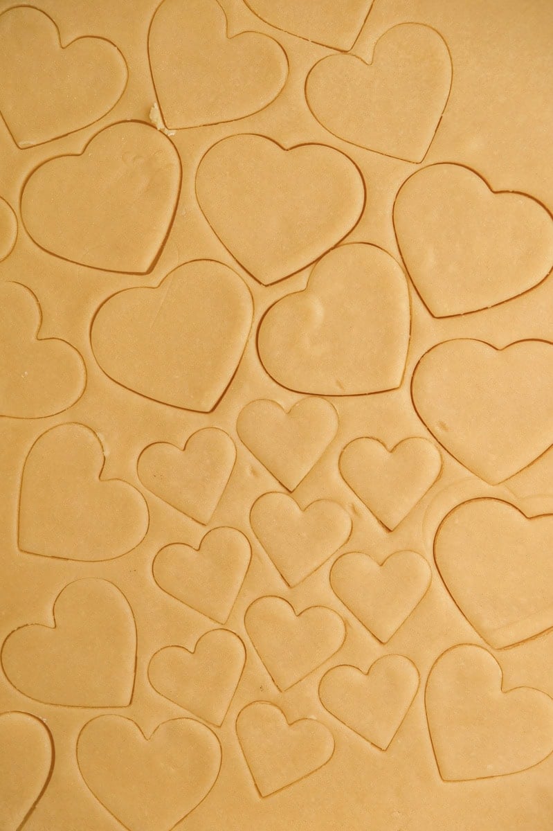 Image shows step 5 of how to make the heart biscuits.