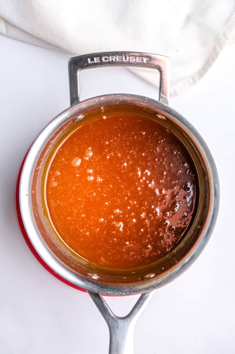 Image showing step 4 of how to make the caramel filling.