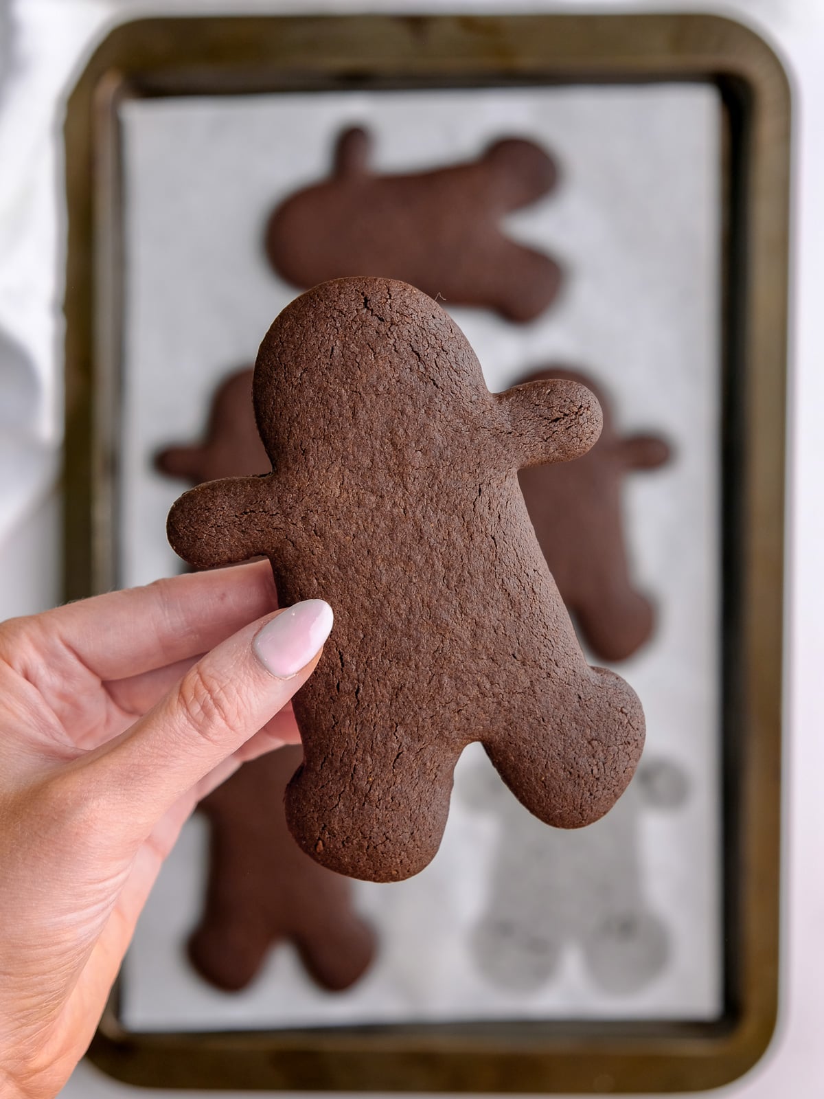 Image shows step 8 of how to make chocolate gingerbread cookies.